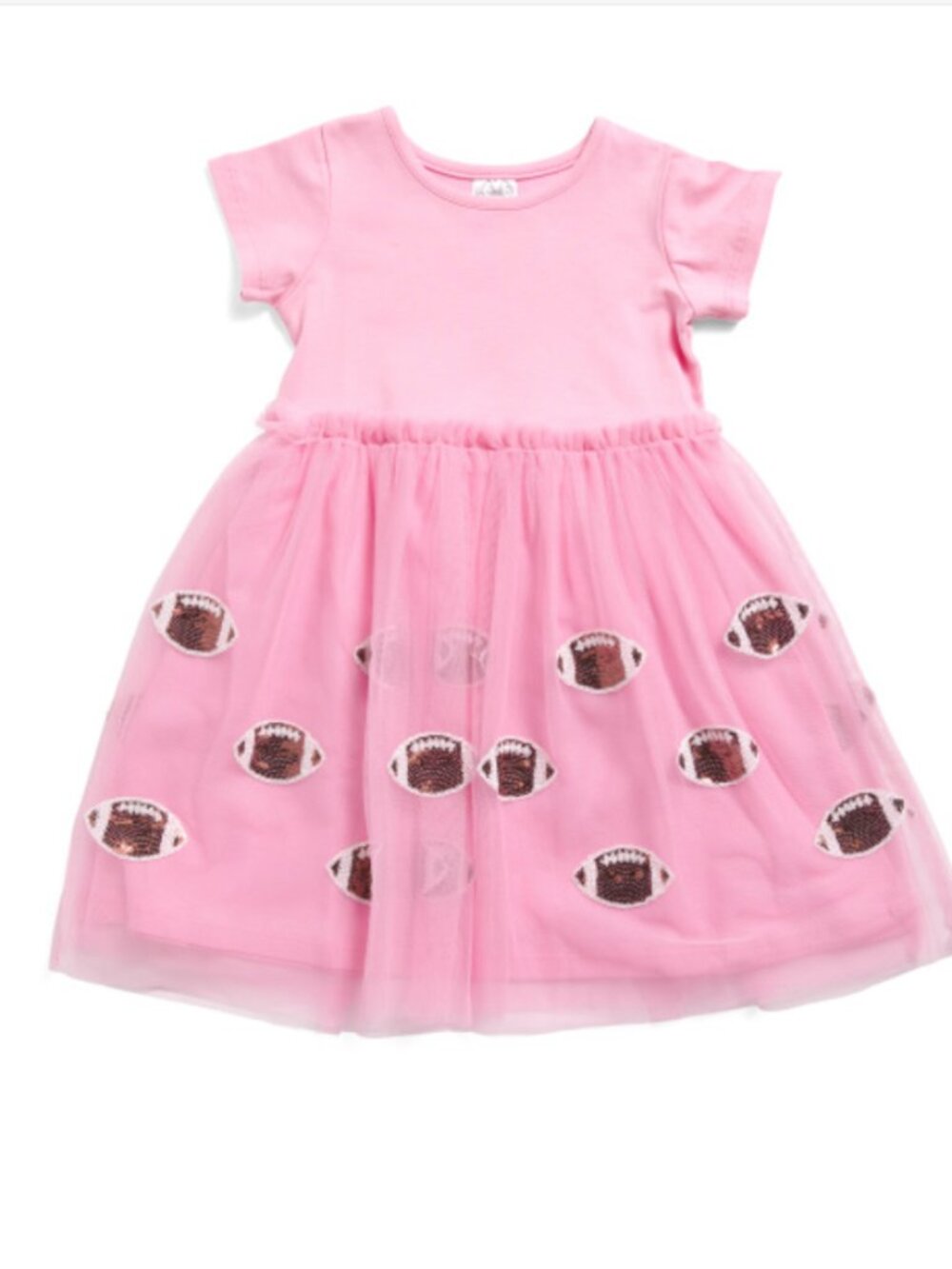 NWT SWEET WINK Girls Football Sequin Short Sleeve Pink Tutu Dress - Picture 3 of 7